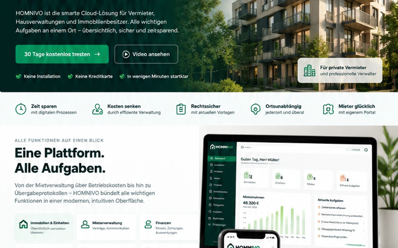 HOMNIVO Dashboard für digitale Immobilienverwaltung